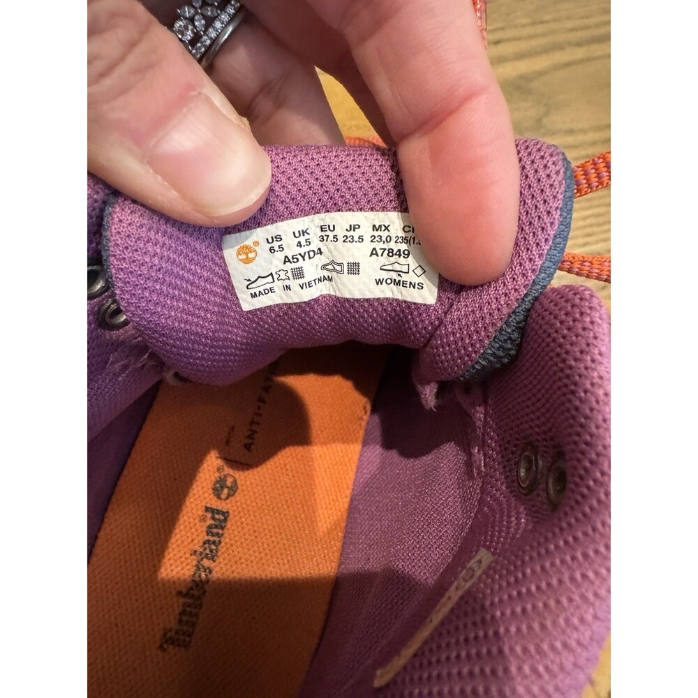 Timberland Mt. Maddsen Mid Waterproof Hiking Boots Wheat/Navy/Purple Women’s 6.5 - Picture 7 of 13
